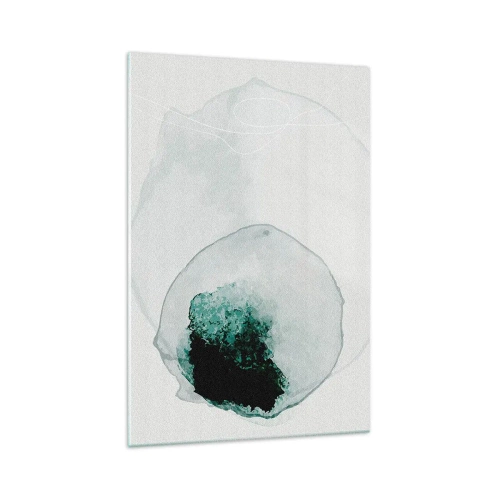 Glasbild - Bild auf glas - Abstrakter Wassertropfen mit Grün- und Schwarztönen - 70x100cm - In einem Tropfen Wasser - Moderne Wanddekoration für Wohnzimmer und Schlafzimmer ARTTOR