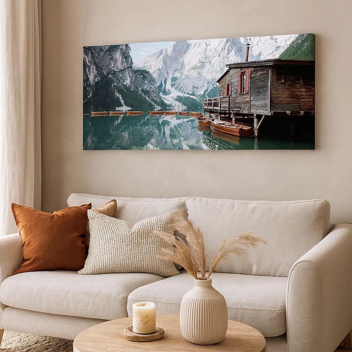 Bild auf Leinwand - Leinwandbild - Kristallklarer Bergmorgen - 100x40 cm