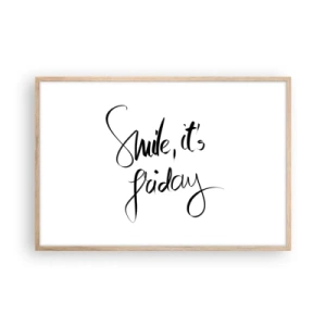 Poster in einem Rahmen aus heller Eiche - Echte Freude - 91x61 cm