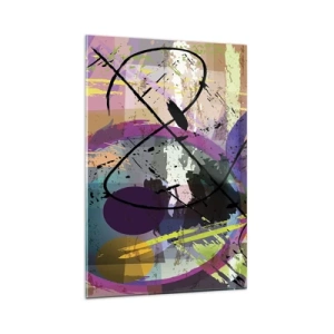 Glasbild - Bild auf glas - Ein farbenfrohes abstraktes Muster mit dynamischen Linien und Formen. - 80x120cm - Du kannst geradeaus oder umhergehen - Moderne Wanddekoration für Wohnzimmer und Schlafzimmer ARTTOR