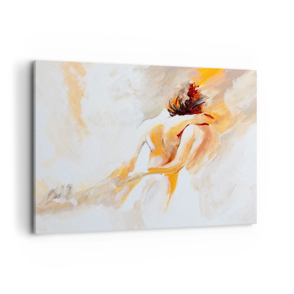 Bild auf Leinwand - Leinwandbild - Abstrakte Szene einer romantischen Umarmung - 100x70cm - Am Himmel der Nähe - Moderne Wanddekoration für Wohnzimmer und Schlafzimmer ARTTOR