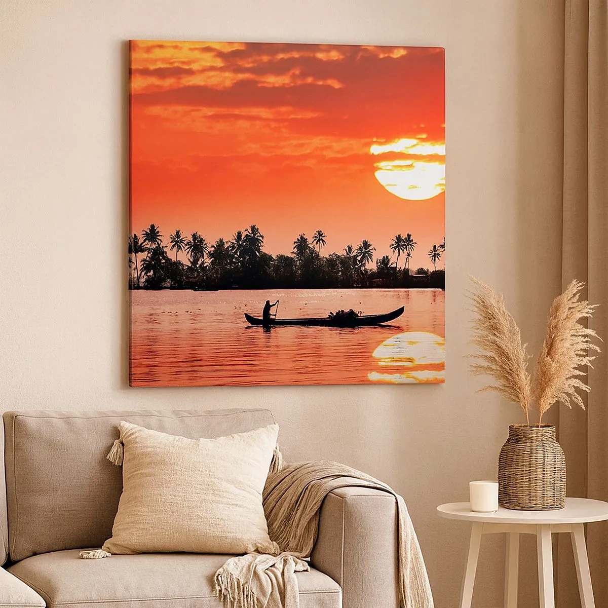 Bild auf Leinwand - Leinwandbild - Die Ruhe der Tropen bei Sonnenuntergang - 30x30 cm