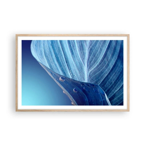 Poster in einem Rahmen aus heller Eiche - Versteckte Tropfen vom Blau - 91x61 cm