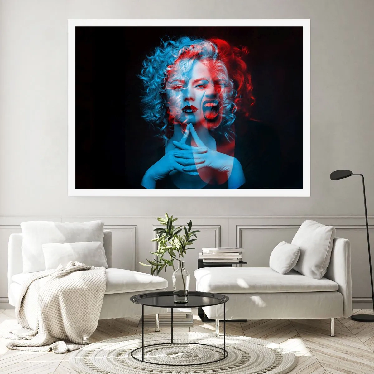 Poster - Doppelporträt einer Frau in Rot und Blau - 100x70cm - Alter Ego - Moderne Wanddekoration für Wohnzimmer und Schlafzimmer ARTTOR