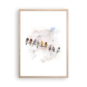 Poster in einem Rahmen aus heller Eiche - Geflügeltes Treffen - 50x70 cm