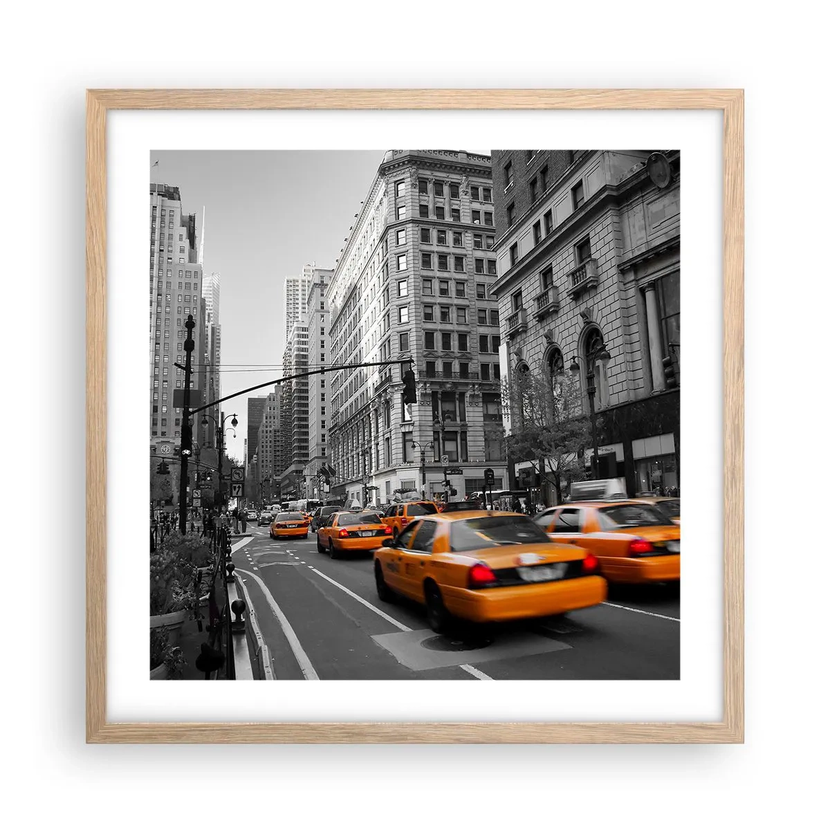 Poster in einem Rahmen aus heller Eiche - Sonnen der Großstadt - 50x50 cm