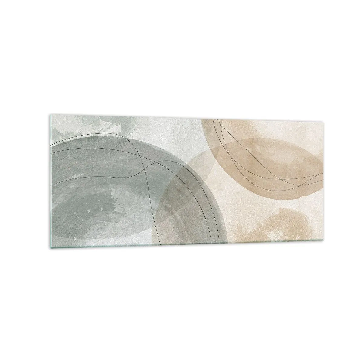 Glasbild - Bild auf glas - Abstrakte Komposition in Pastellfarben mit Linien - 120x50cm - Welten durchdringen - Moderne Wanddekoration für Wohnzimmer und Schlafzimmer ARTTOR