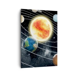 Bild auf Leinwand - Leinwandbild - Sonnensystem mit Planeten und Sonne im Weltraum - 70x100cm - Kosmischer Tanz - Moderne Wanddekoration für Wohnzimmer und Schlafzimmer ARTTOR