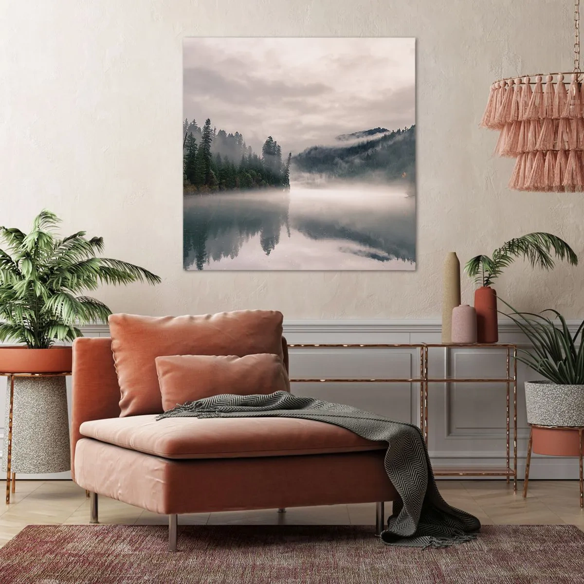 Bild auf Leinwand - Leinwandbild - In Reflexion, im Nebel - 70x70 cm