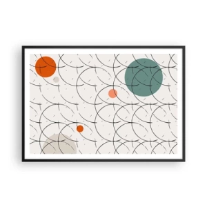Poster in einem schwarzem Rahmen - Geometrisches Muster mit bunten Kreisen auf hellem Hintergrund - 100x70cm - Im Pop-Art-Geist - Moderne Wanddekoration für Wohnzimmer und Schlafzimmer ARTTOR