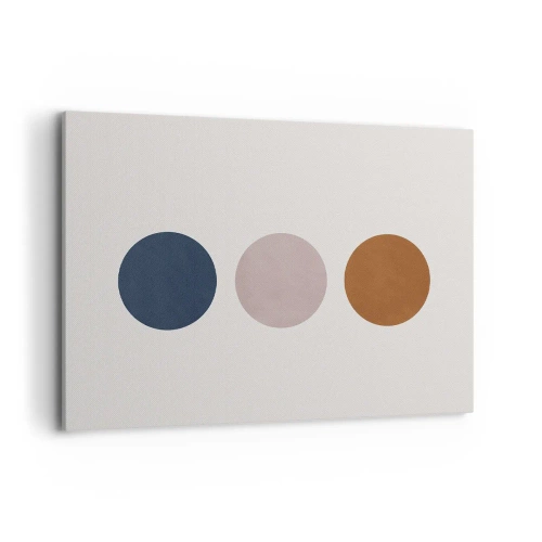 Bild auf Leinwand - Leinwandbild - Eine minimalistische Komposition mit drei farbigen Kreisen - 100x70cm - Ein Symbol für Exzellenz - Moderne Wanddekoration für Wohnzimmer und Schlafzimmer ARTTOR
