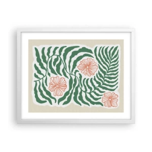 Poster in einem weißen Rahmen - Aufgeblüht in Grün - 50x40 cm