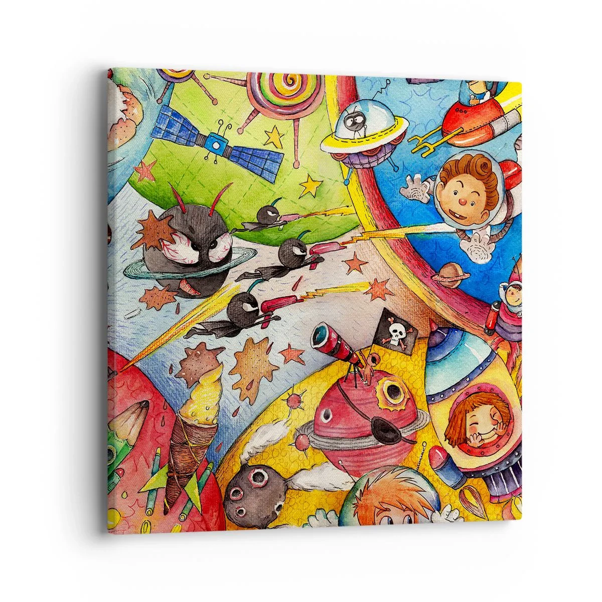 Bild auf Leinwand - Leinwandbild - Tolles Weltraumabenteuer - 40x40 cm