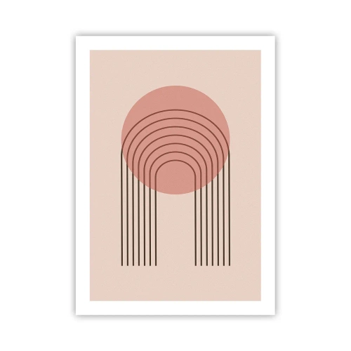 Poster - Eine minimalistische Abstraktion mit Bögen in Rosa- und Beigetönen. - 50x70cm - Unwiderstehliche Anziehungskraft - Moderne Wanddekoration für Wohnzimmer und Schlafzimmer ARTTOR