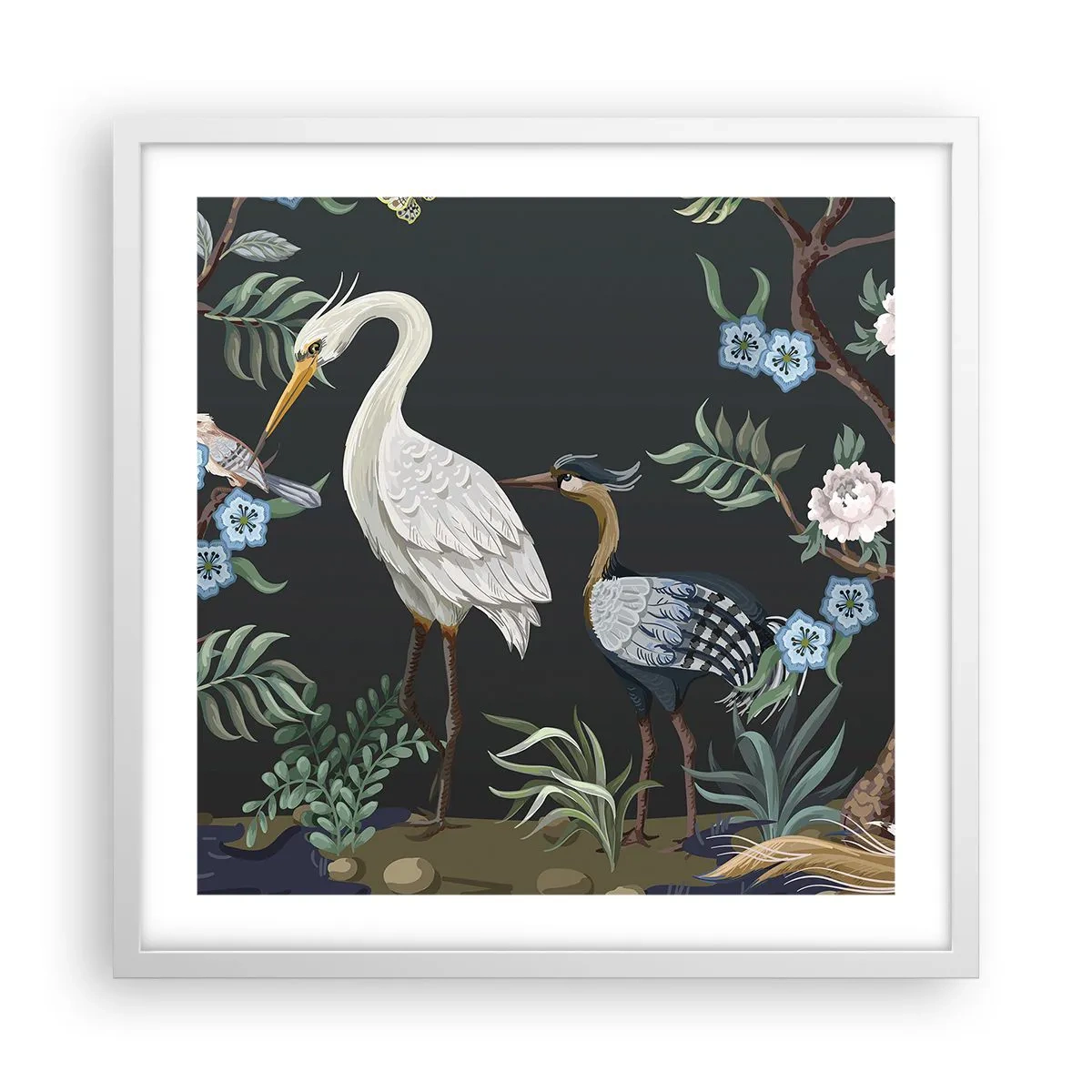 Poster in einem weißen Rahmen - Vogelparade - 50x50 cm