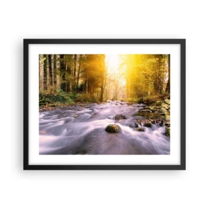 Poster in einem schwarzem Rahmen - Malachit im Silber- und Goldrahmen - 50x40 cm