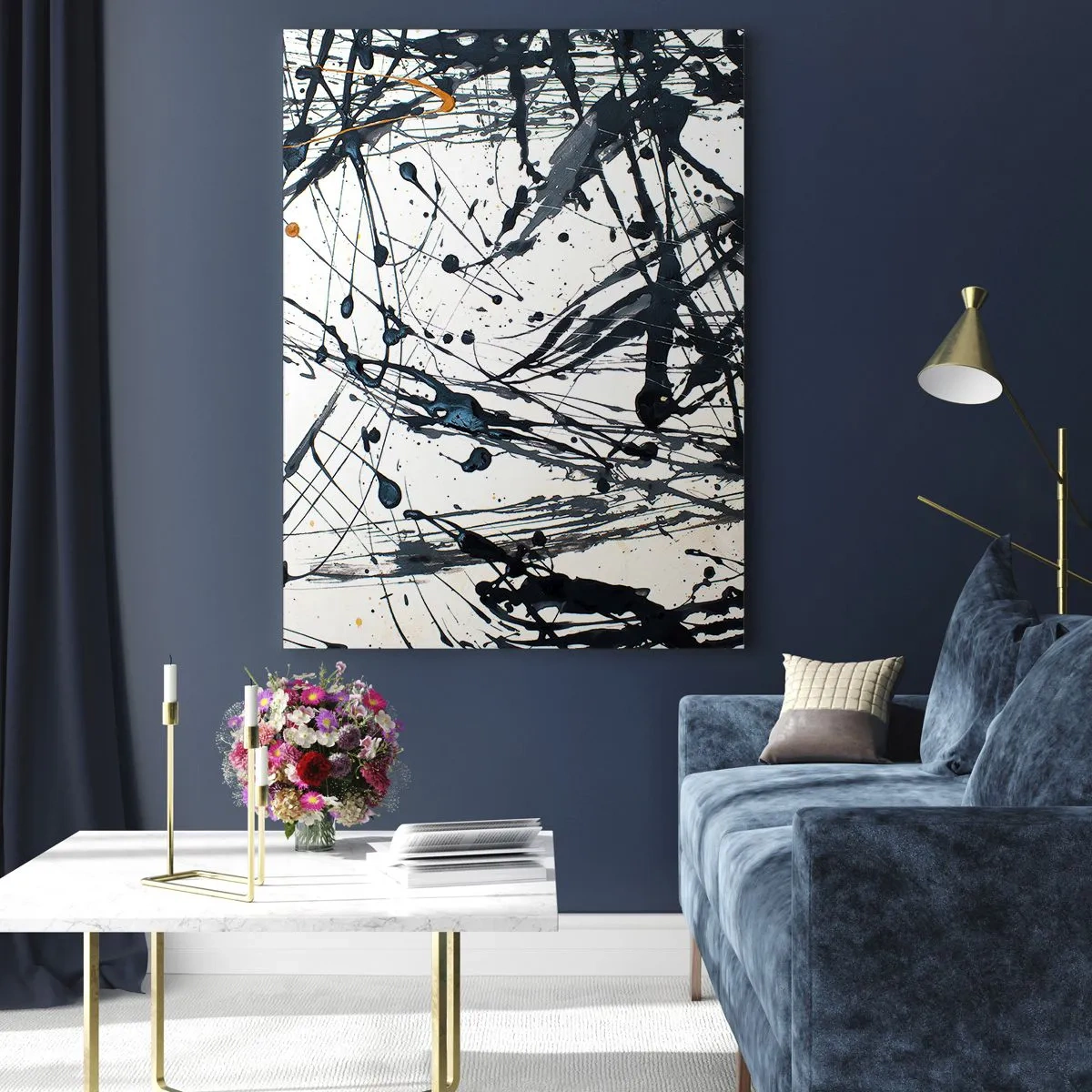 Glasbild - Bild auf glas - Abstrakte Punkte und Linien auf hellem Hintergrund - 50x70cm - Sinn machen oder keinen Sinn machen? - Moderne Wanddekoration für Wohnzimmer und Schlafzimmer ARTTOR
