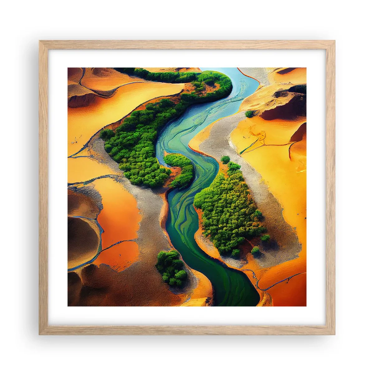 Poster in einem Rahmen aus heller Eiche - Lebensspendender Fluss - 50x50 cm
