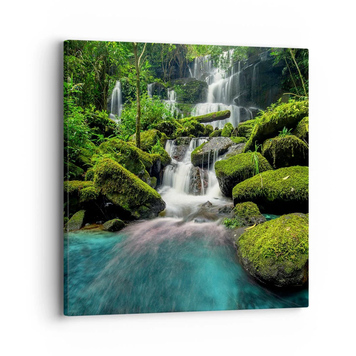 Bild auf Leinwand - Leinwandbild - Türkis, Saphire und flüssiges Silber - 40x40 cm