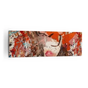 Bild auf Leinwand - Leinwandbild - Abstraktes Frauenporträt in intensiven Farben - 160x50cm - Niemand weiß, was du wirklich bist - Moderne Wanddekoration für Wohnzimmer und Schlafzimmer ARTTOR