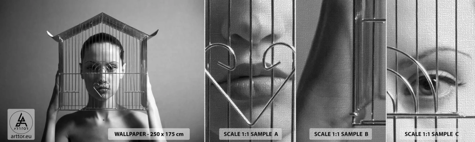 Fototapeten Muster Premium Canvas - Ein leicht surreales Portrait - Frau, Stück, Modell - 100x30 cm