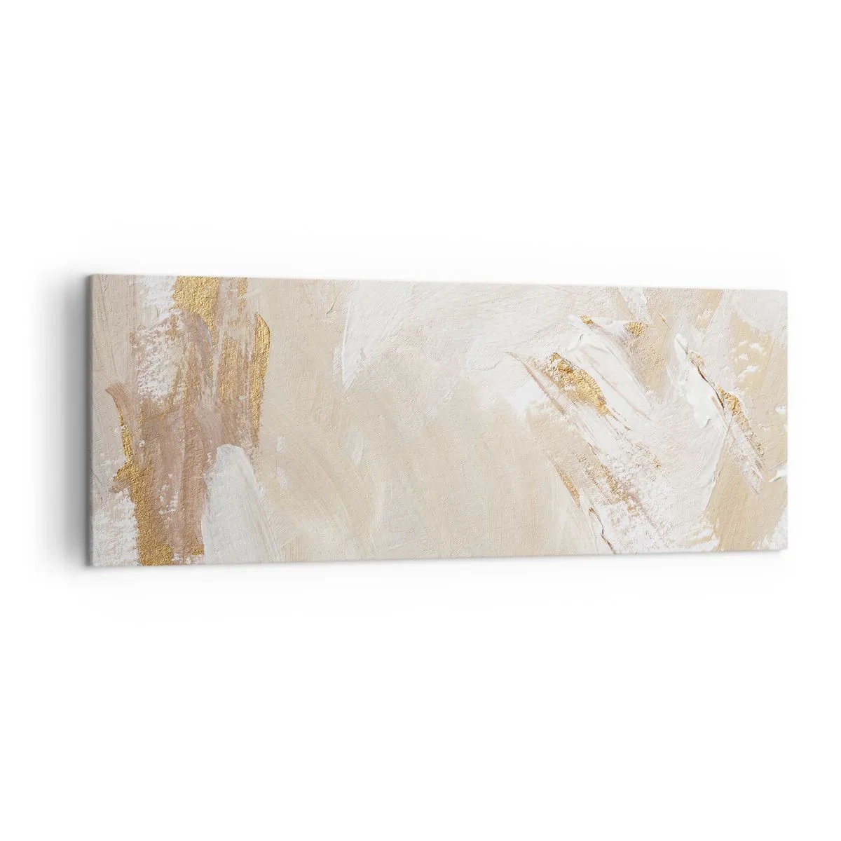 Bild auf Leinwand - Leinwandbild - Zarte abstrakte Töne in Beige- und Goldtönen - 140x50cm - Pastellkomposition - Moderne Wanddekoration für Wohnzimmer und Schlafzimmer ARTTOR