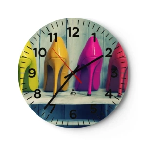 Wanduhr - Glasuhr - Spazierengehen auf dem Regenbogen - 30x30 cm