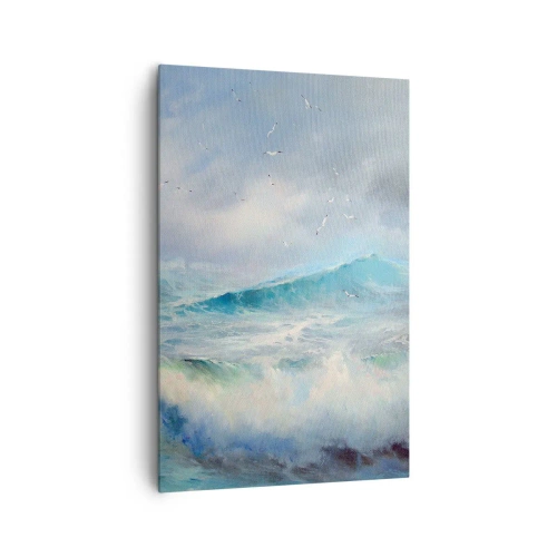 Bild auf Leinwand - Leinwandbild - Raue Wellen auf dem Ozean - 80x120cm - Der wind heulte mit Triumph - Moderne Wanddekoration für Wohnzimmer und Schlafzimmer ARTTOR