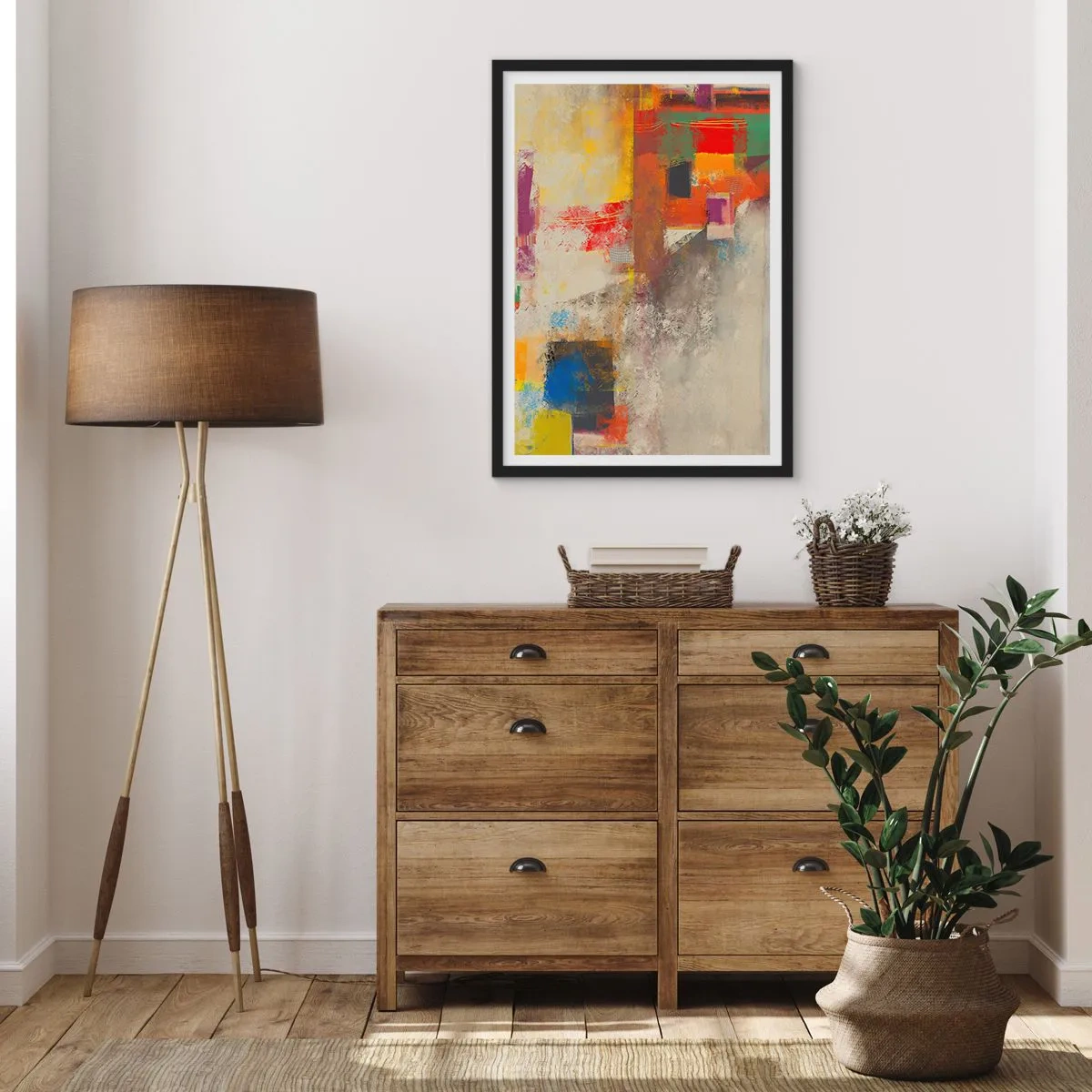 Poster in einem schwarzem Rahmen - Geometrie der Farben - 61x91 cm