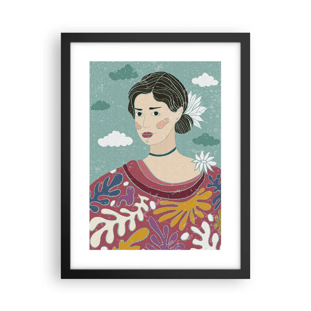 Poster in einem schwarzem Rahmen - Mit Melancholie im Blick - 30x40 cm