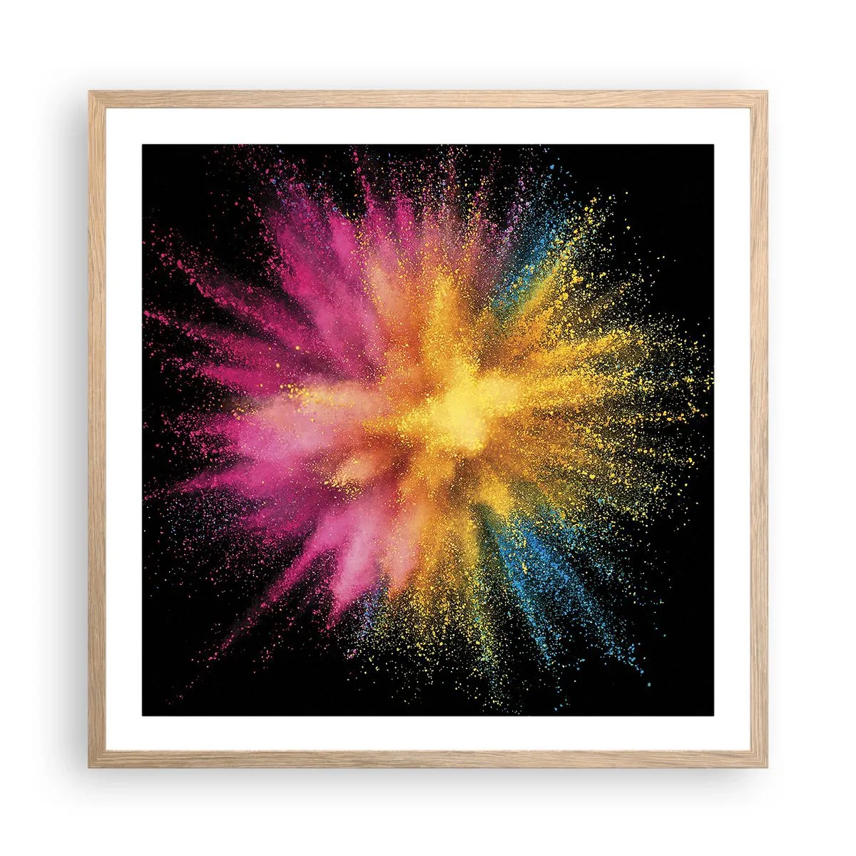 Poster in einem Rahmen aus heller Eiche - Die Geburt der Farben - 60x60 cm