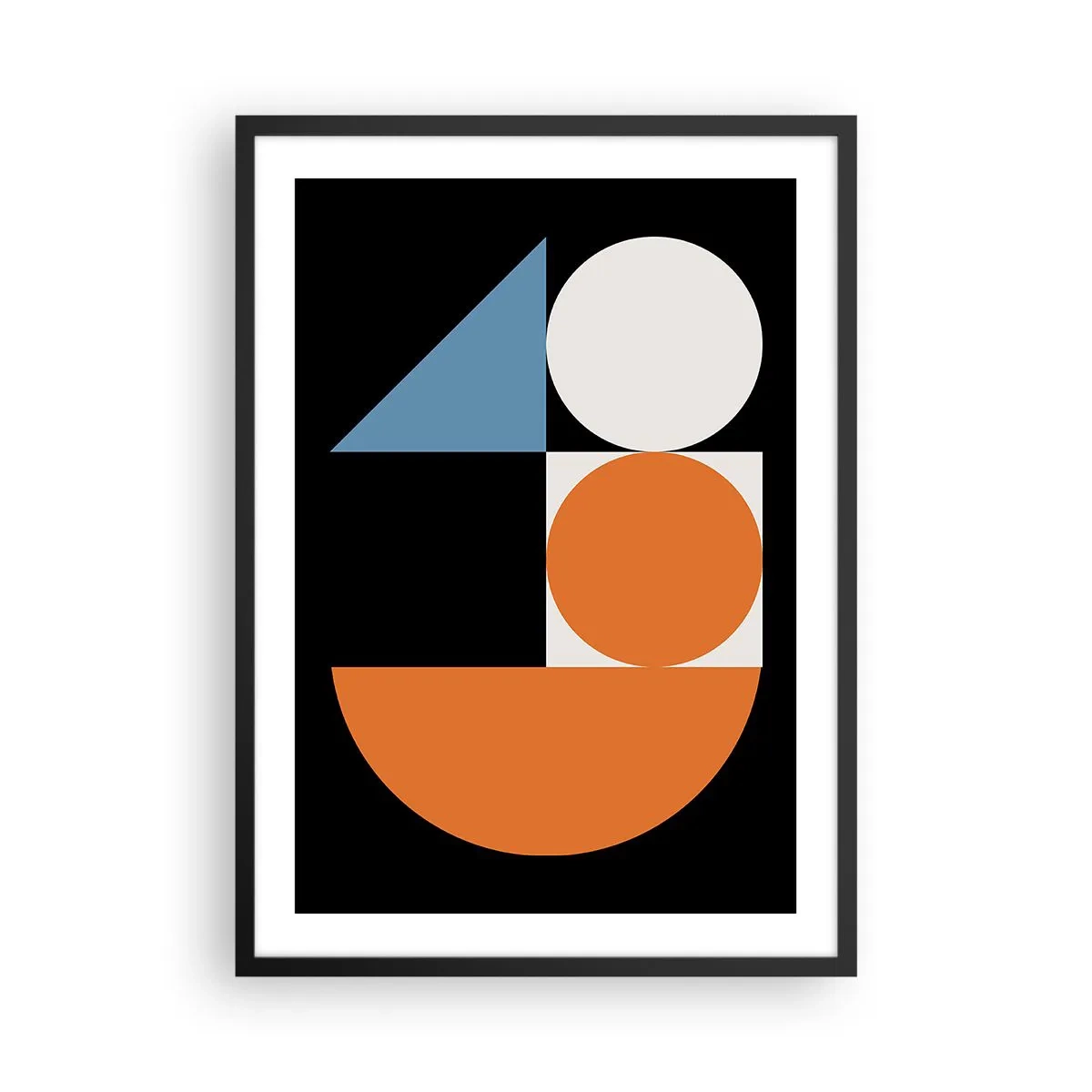 Poster in einem schwarzem Rahmen - Modernes geometrisches Muster mit Kreisen, Dreiecken und Halbkreisen - 50x70cm - Bebilderte Anordnung - Moderne Wanddekoration für Wohnzimmer und Schlafzimmer ARTTOR