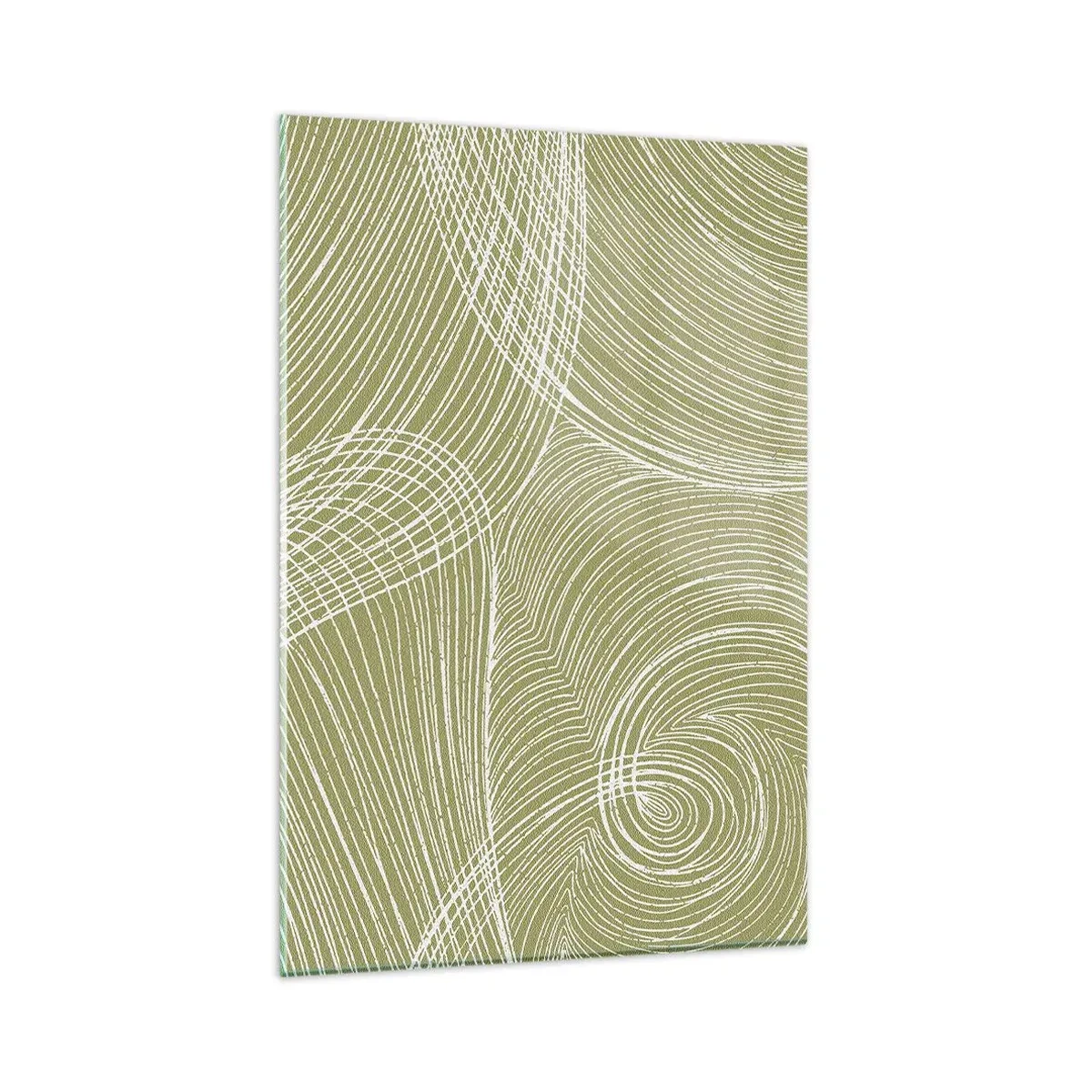Glasbild - Bild auf glas - Grüne und weiße Linien in einer abstrakten Komposition - 80x120cm - Komplizierte Abstraktion in Weiß - Moderne Wanddekoration für Wohnzimmer und Schlafzimmer ARTTOR