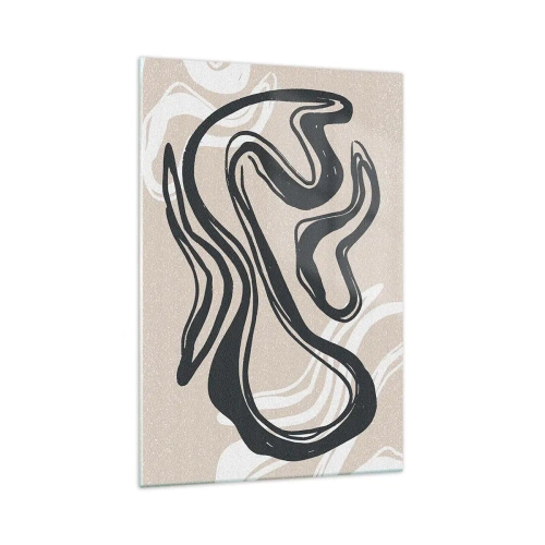 Glasbild - Bild auf glas - Abstrakte Linien in dunklen Farbtönen auf beigem Hintergrund - 70x100cm - Vervielfachter Ausdruck - Moderne Wanddekoration für Wohnzimmer und Schlafzimmer ARTTOR