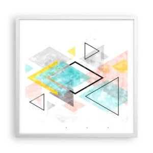 Poster in einem weißen Rahmen - Geometrisches Spiel - 60x60 cm