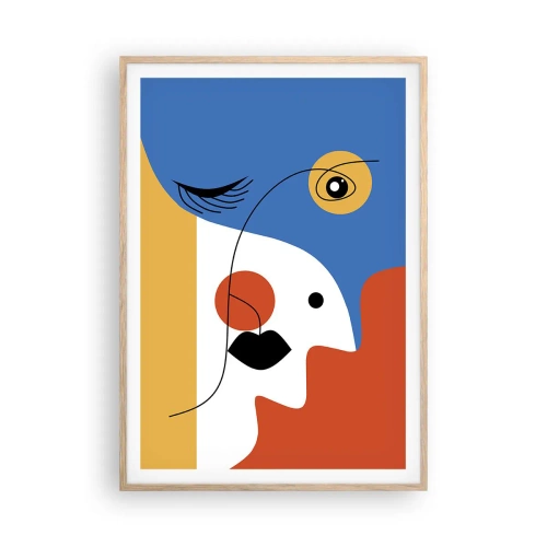 Poster in einem Rahmen aus heller Eiche - Dekonstruiertes Porträt - 70x100 cm
