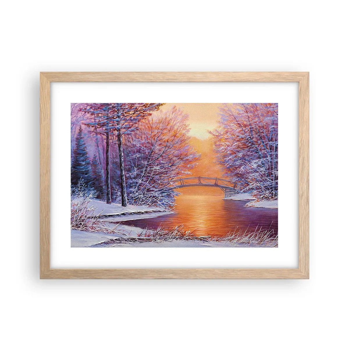 Poster in einem Rahmen aus heller Eiche - Treffen wir uns hier - 40x30 cm