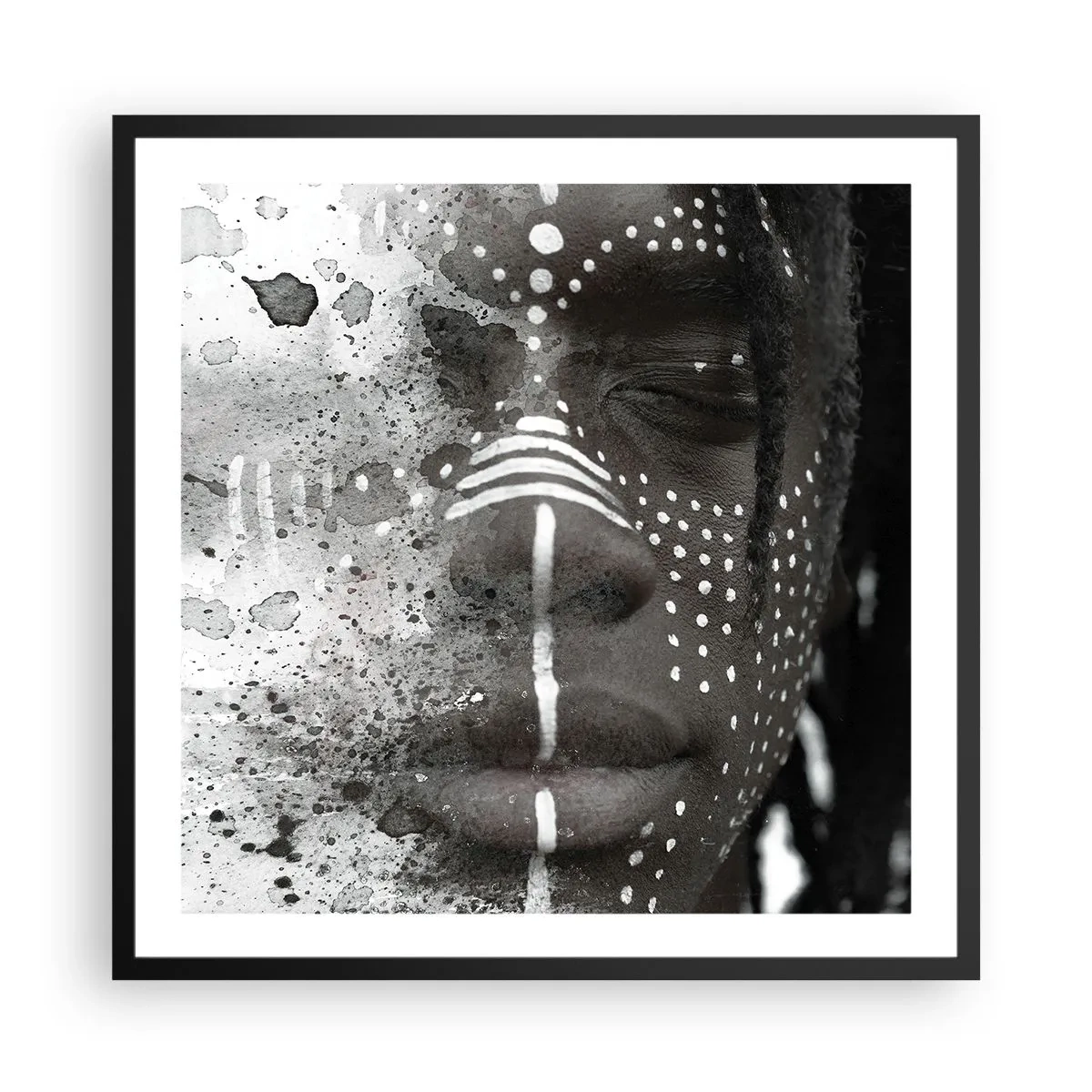 Poster in einem schwarzem Rahmen - Entdecke den Urgeist - 60x60 cm