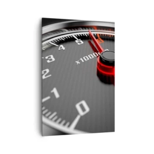 Bild auf Leinwand - Leinwandbild - Nahaufnahme des Drehzahlmessers mit der roten Nadel - 70x100cm - Vollgas! - Moderne Wanddekoration für Wohnzimmer und Schlafzimmer ARTTOR