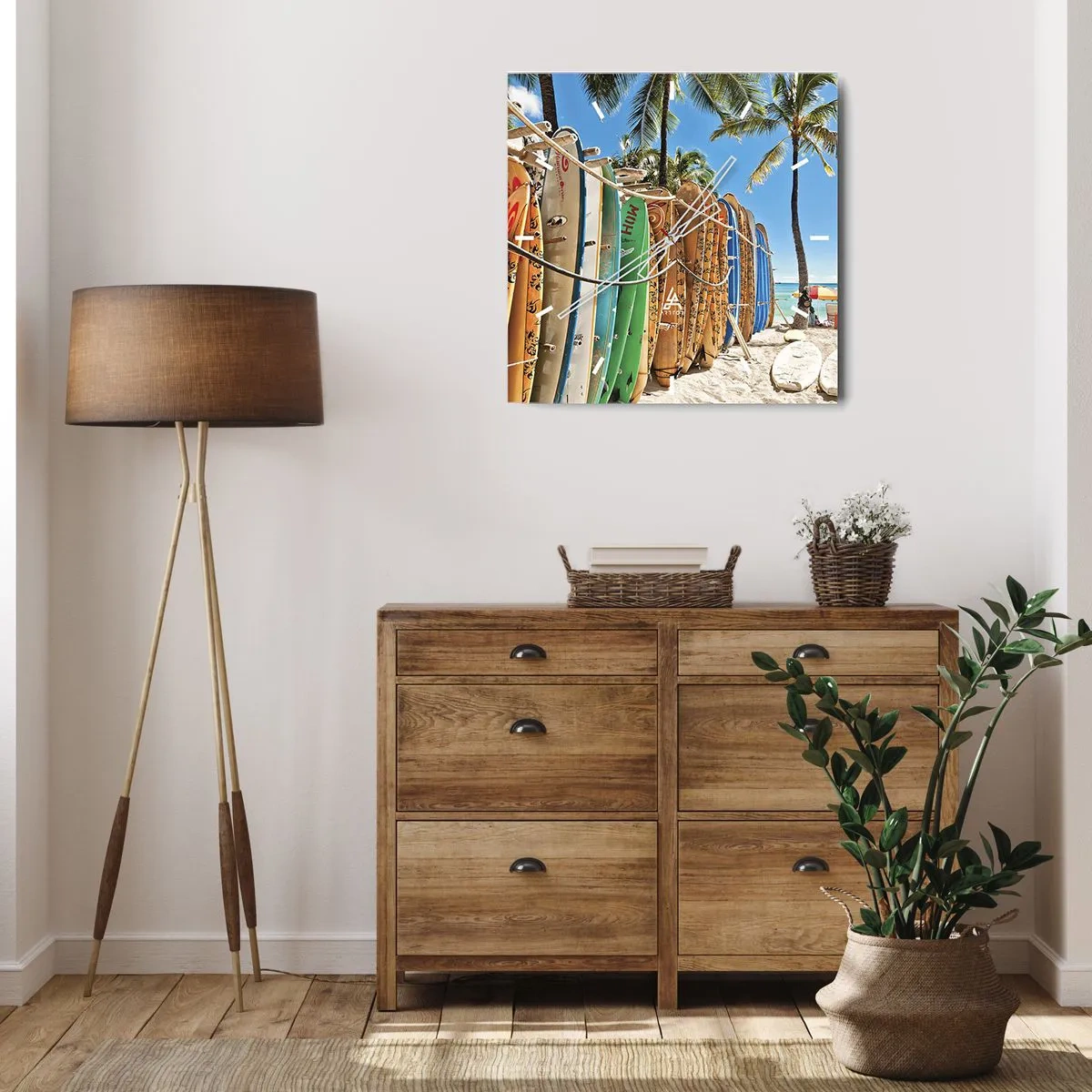 Wanduhr - Glasuhr - Sonniger Spaß - 40x40 cm