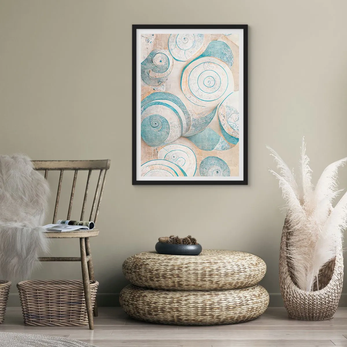 Poster in einem schwarzem Rahmen - Was verbirgt sich in der Muschel? - 61x91 cm