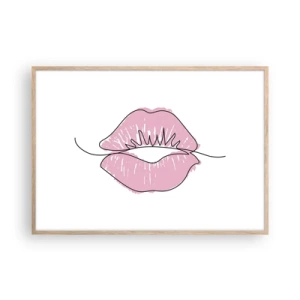 Poster in einem Rahmen aus heller Eiche - Bereit zum Küssen? - 100x70 cm
