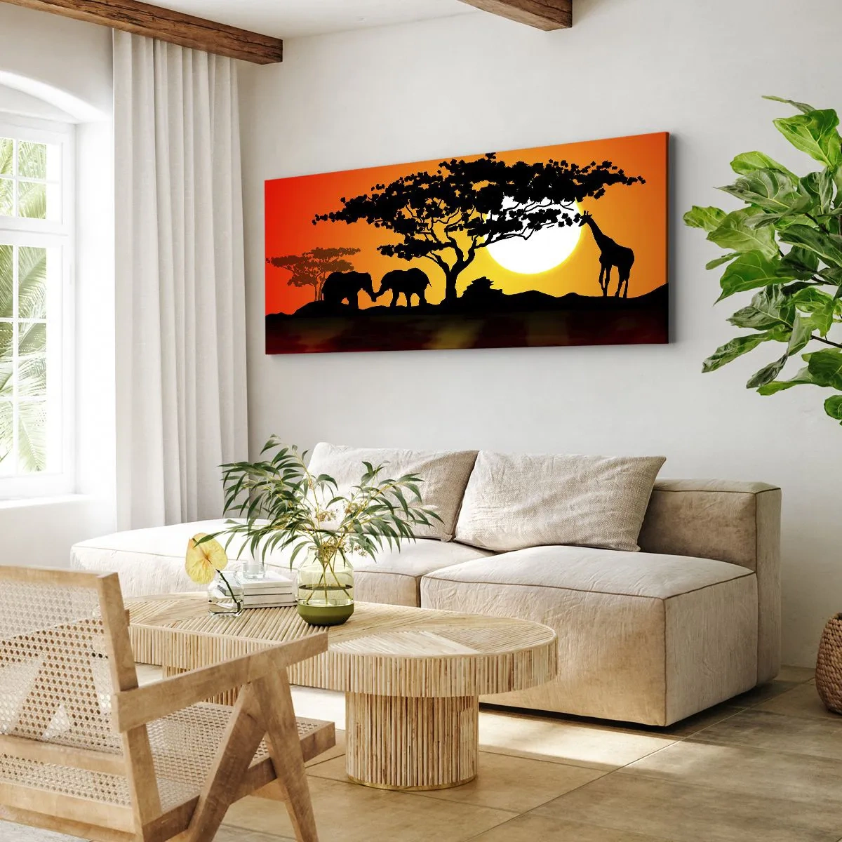 Bild auf Leinwand - Leinwandbild - Treffen in der Savanne - 90x30 cm