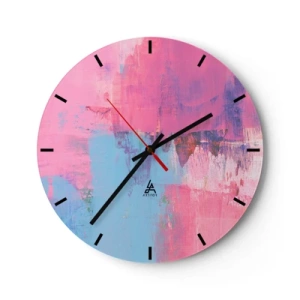 Wanduhr - Glasuhr - Rosa, Blau und eine Prise Licht - 40x40 cm