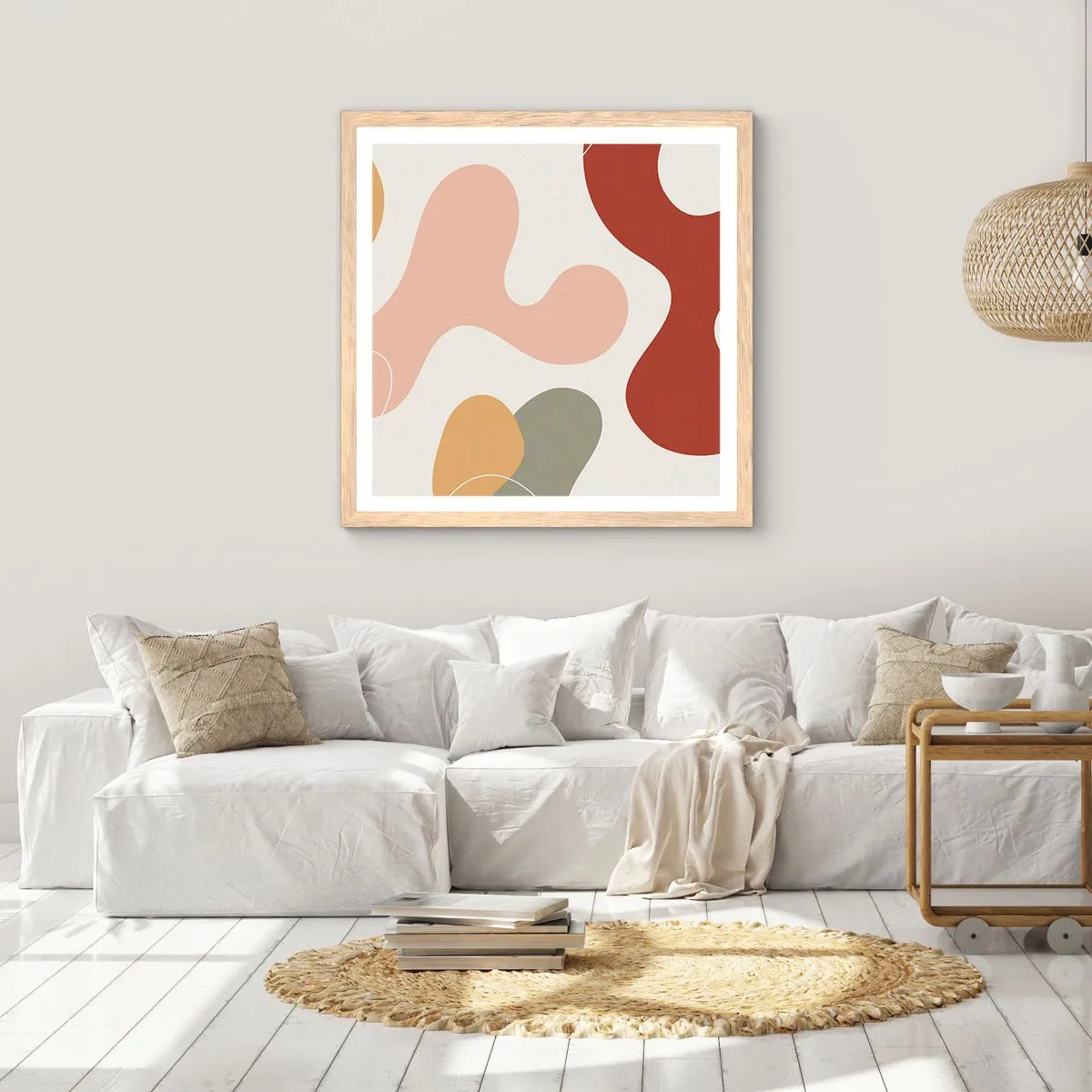 Poster in einem Rahmen aus heller Eiche - Kringel oder Schnörkel? - 50x50 cm