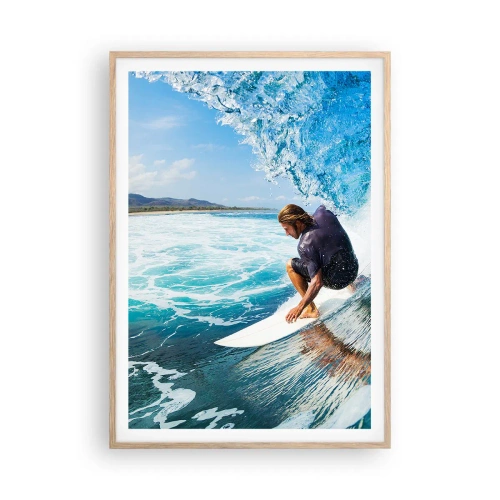 Poster in einem Rahmen aus heller Eiche - Tanzen mit den Wellen - 70x100 cm