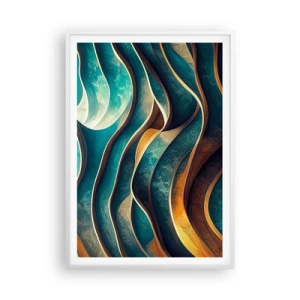 Poster in einem weißen Rahmen - Blaue Mäander - 70x100 cm