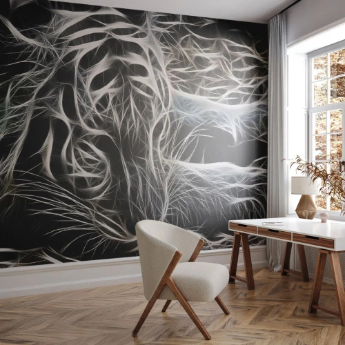 Fototapete Premium Sand - Eine Studie über die Leichtigkeit der Katze - Abstraktion, Tiger, Tiere - 250x175 cm