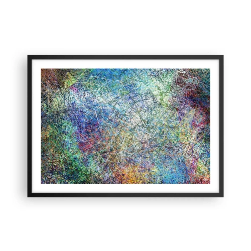 Poster in einem schwarzem Rahmen - Abstrakte Komposition mit mehrfarbigen Linien und Texturen - 70x50cm - Es ist nicht so einfach - Moderne Wanddekoration für Wohnzimmer und Schlafzimmer ARTTOR