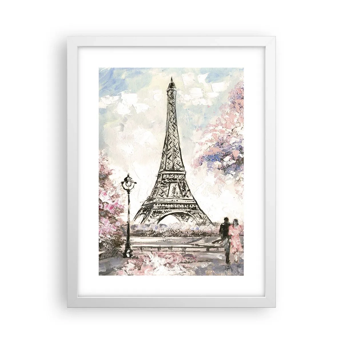 Poster in einem weißen Rahmen - Aprilspaziergang durch Paris - 30x40 cm